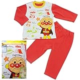 2017年 秋冬 アンパンマン 裏毛起毛・フリース パネルプリント 長袖パジャマ Anpanman レッド◇80cm