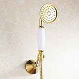 homedecnew真鍮Ceramics固定Hand Held Shower Head Golden with壁ホルダーwith 1.5 Mホースセット