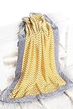 Bacati - Ikat Chevron with Grey Border Plush Blanket (Yellow Chevron/Grey Border) by Bacati
