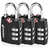Fosmon アメリカ安全運輸局認定 TSAロック 3桁 ダイヤル式ロック 南京錠 鍵 海外旅行 荷物スーツケース用 3ダイヤルロック (ブラック) (3個セット)