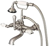 Water Creation F6-0010-02-AX Vintage Classic 7-Inch Spread Wall Mount Tub Faucet with Straight Wall 