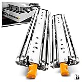 AOLISHENG 超重量用 スライドレール 幅76mm ロック付き 1000mm 耐荷重 200 kg 左右 1セット Heavy Duty 引き出しスライド 工業用 引き出し レール 3段引き レールスライド