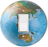 Rikki Knight RND-LSPROCK-179 World Globe Ball Round Single Rocker Light Switch Plate [並行輸入品]
