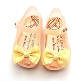 Onuneed 女の子　ベビー用シューズ　　光り　リボン付き　可愛い　サンダル 1-3歳 (15.5, オレンジ)