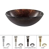 Kraus GV-684-G Pluto Glass Vessel Bathroom Sink with PU-MR Gold [並行輸入品]