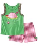 本社Kids幼児Girl 2 pc TurtleシャツギンガムチェックShorts Outfit カラー: グリーン