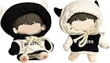 AXLUCE ぬい服-ぬいぐるみ-服-10～15cm パーカー 人形 (ブラック帽子+ホワイト帽子, 10-15cmぬいぐるみ用)