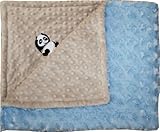 Lil Cub Hub 3BSMBR-M Panda Minky Blanket - Mocha Dot with Blue Rosebud Swirl
