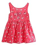 Plus Nao(プラスナオ) ミニワンピース キッズ ガールズ 子供服 ノースリーブ 半袖 フレアワンピース バックリボン カジュアル 花柄 サクラ 90 F