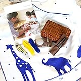 Hajimari（ハジマリ）ガーゼケット 刺繍キットセット　出産祝い メモリアルギフト (青)