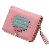 レディース 二つ折り財布 PUレザー かわいいデザイン 小銭 カード 入れ ウォレット (Pink)