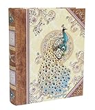 パンチスタジオ　収納ボックス BOOK型　Lサイズ （クジャク×レトロ×アイボリー） 98227