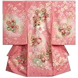 お宮参り 着物 女の子 正絹初着 桜ピンク色 大小桜 刺繍使い 金彩 サヤ華本地紋生地 桜尽くし 日本製