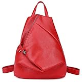 【Rapid Ship】レディースバッグ リュック デイパック ユニセックス バッグ　レディース トライアングルリュック PUレザー (レッド)