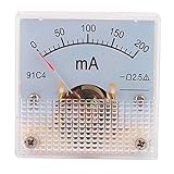 XDiscount アナログ電流計 プラスチック 金属 DC 0-0.2A 9691C4 ホワイト グレー 42 x 42mm