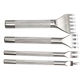 VStoy レザークラフト ヨーロッパ目打ち 工具 パンチ 菱目打ち 穴をヒット 穿孔工具（1本目 2本目 4本目 6本目）4本 セット （ 3.38mm 間隔 ）