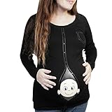 KINDOYO 面白いジッパーキッズは、妊娠の贈り物のために妊娠Tシャツピュアカラーかわいい長袖プラスを印刷しています (ブラック)