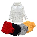 VIFUUR キッズソリッドタートルネックセーター男の子ガールズニットセータークリスマス ホワイト 100 CM