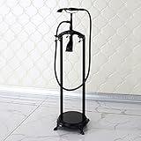 ブラック3つハンドルコントロール浴槽シャワーセット自立浴槽フィラー蛇口床マウントシャワーシステムとDesignerハンドヘルドシャワー