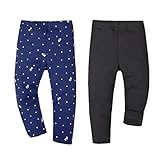 (ネイビー/95cm)ベビー服 女の子 レギンス ボトム 裏ボア ネコ＆ドット柄 無地 毛玉になりにくい 日本製 ウエストゴム 女児 ベビー