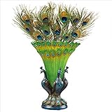 Design Toscano KY1043 Grand Plumage Peacock Sculptural Vase by Design Toscano