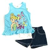 Disney ディズニー ティンカーベル 重ね着風ノースリーブカットソー＆デニムセット - 6才