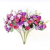 人工シルクローズ1 Bunch 21花シルクローズフラワーシルクBouquetsデコレーションロマンチックローズフラワーウェディング用シルク植物花テーブル装飾ホーム装飾シルク花 Length:11.5