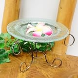 MANJA GCT-0195 バリガラス アイアンスタンド フラワーベース 直径17cm 花器 【花瓶 陶器 花器 ガーデニング ベース アジアン雑貨 】