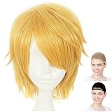 CaseEden コスプレ ウィッグ フルウィッグ 耐熱 ショートヘア ショート イエローゴールド 金髪 WIG6063