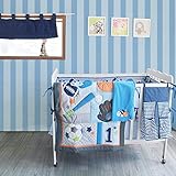 Brandream BoyスポーツCrib Bedding Set withバンパー、野球ソフトボールNursery寝具、ベビーベッドセット、、10ピースブルー