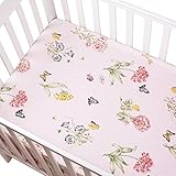 シートボーホーフローラルCribベビーベッド寝具ピンクバタフライガールズCribシートBohoシックInspired Baby Nursery by Brandream