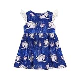 サクララ（Sakulala) ワンピース 女の子 プリンセススカート 無袖 ドレス ユニコーン柄 チュニック 可愛い オシャレ 通園 発表会