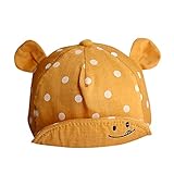 (ハッピー・ライフ）Happylife 赤ちゃん キャップ キッズ 帽子 耳付き お出かけ UVカット イエロー