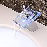 Jiayoujia LED Waterfall Single穴バスルームシンク蛇口