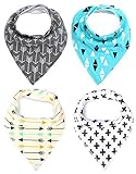 MKONY Baby Bandana Drool Bibs with 2 Snaps,Arrows & Triangles Set,Soft Absorbent Cotton, Cute Baby G