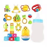 歯の教育用おもちゃを噛んでTeetherハンドベルのおもちゃ新生児のギフトセット赤ちゃん、10個+タンブラー+カップ