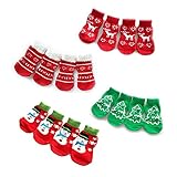 Deqna（TM）クリスマス製品ホリデーデコレーション犬ソックスノンスリップS-XLクリスマスペット猫犬子犬暖かい冬ペットソックス足のフロアの保護