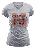 NCAA Nebraska CornhuskersレディースフィットカレッジロゴVネックTee M グレー