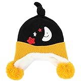 【耳まであたたか＆ブラック】出産祝い　ベビー キッズ ニットキャップ 赤ちゃん 帽子 男の子 女の子 子供 ふわふわ キュート　冬 防寒 柔らかい ニット 耳あて ハットGaorui（ガオルイ）