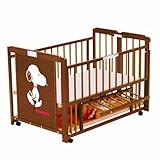 キンタロー 日本製ベビーベッド 2WAY スヌーピー S-5 エコ ブラウン