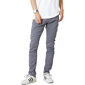 インプローブス チノパン ストレッチ スリム スキニー カラーパンツ メンズ