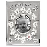Malden International Designs Baby's First Year Collage Picture Frame 13 Option 1-3.5x4 12-1x1 Silver