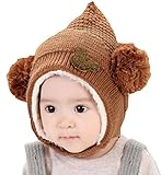 【SEBLES】 ベビー とんがり キュート ニット 帽子 赤ちゃん 3カ月 ～ 8カ月 全5色 サイズ 44cm ～ 48cm クロスセット (ブラウン)