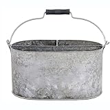 【ノーブランド品】オールドジンク・オーバルストレージバケツ大OZ29[エッシャーデザイン]