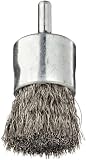 Weiler Wire End Brush, Solid End, Round Shank, Stainless Steel 302, Crimped Wire, 1 Diameter, 0.0104