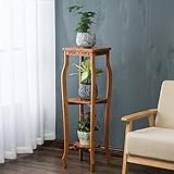 J-園芸ラック ラワースタンド 3段フラワースタンドラック竹製植物シェルフ装飾シェルフ3台用フラワーポットホルダーフラワースタンドシェルフコーナーフラワーラックディスプレイシェルフ庭用バルコニー、ガー