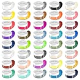 MARBLERS 化粧品等級 ナチュラル マイカ パウダー [マイカ40色セット] 7.2オンス (200g) | パール 顔料 | 着色料 | 無毒性| アイシャドウ, ジェルネイル パウダー, バスボム キット, | レジンアート, ジェルキャンドル キット, スライム, カラージェル 石鹸用, レジン 色, 車用塗料, レジン アクセサリー キット