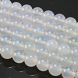 【Stone wholesale】ホワイトアゲット 白瑪瑙 4㎜6㎜8㎜10㎜12㎜ 天然石ビーズ 粒売り+連売り (4㎜一連)