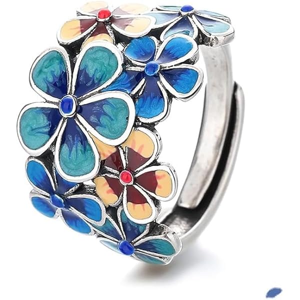 Amazon | [Rockyu] 指輪 レディース 太め フリーサイズ ブルー  