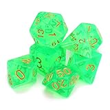 polyhedral dice with bag light green 7 piece set dnd rpg